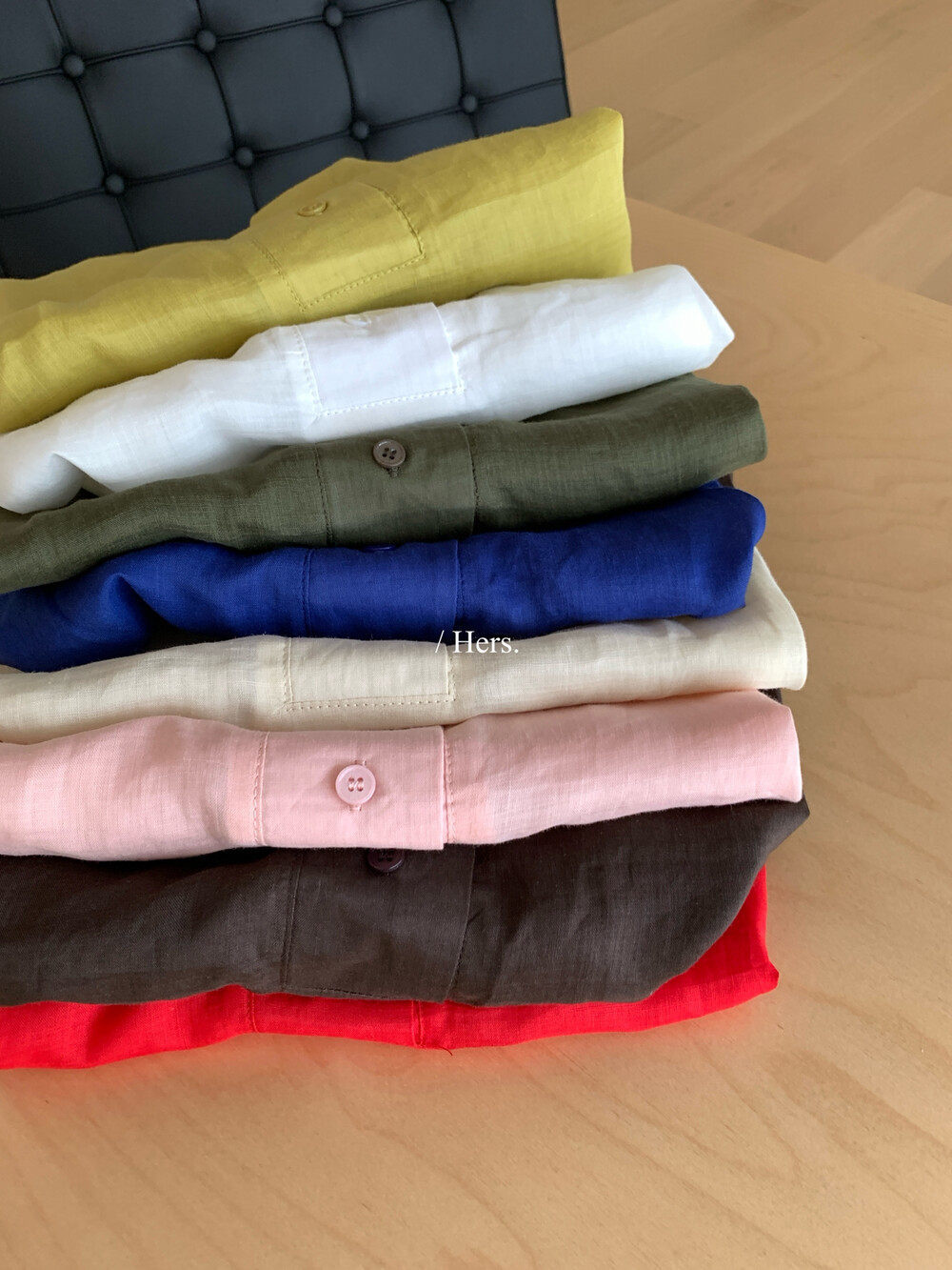 Áo sơ mi nữ linen tay ngắn cổ V phong cách Pháp — nghệ, màu hồng, màu trắng, màu mơ chi tiết 22