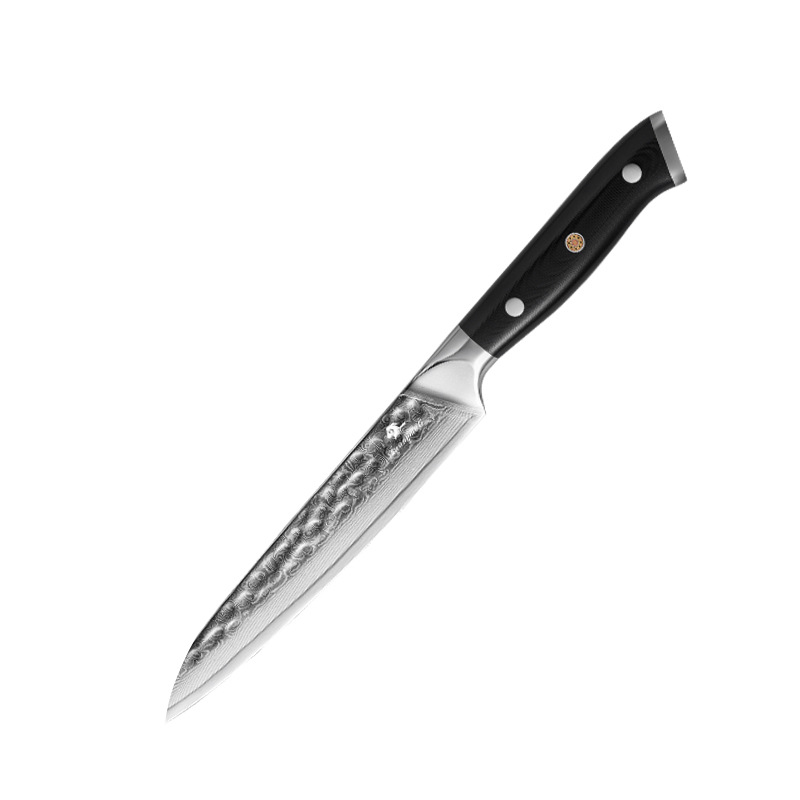 Cuchillo universal de Damasco 6 pulgadas martillo forjado cuchillo multipropósito al aire libre cuchillo de frutas y verduras resistente a la corrosión de alta dureza