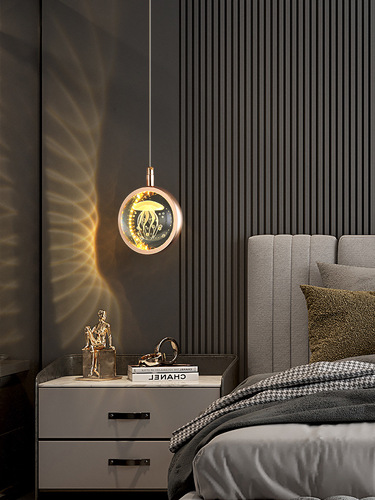Lightweight luxury bedroom crystal small pendant lamp, living room hallway bar counter background wall decoration fishing line light, internet famous children's lamp