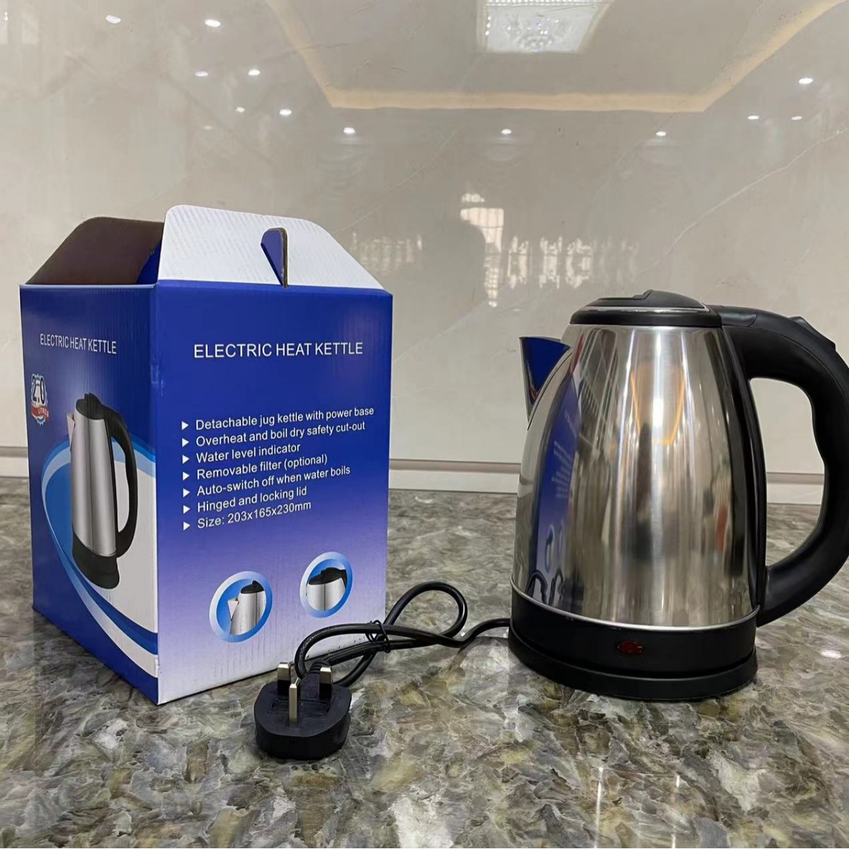 Hervidor eléctrico 2L acero inoxidable enchufe europeo