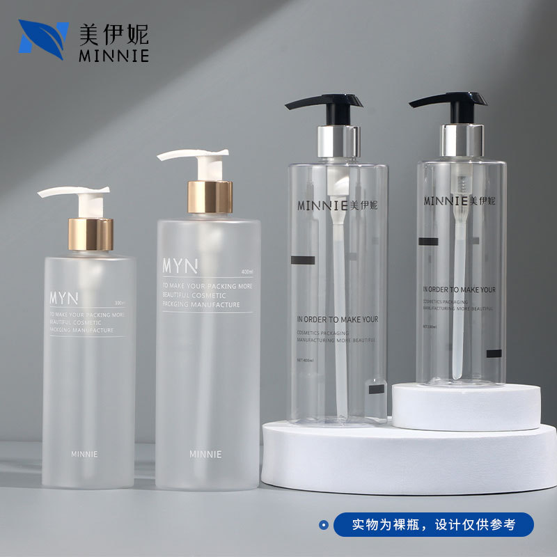 Guangzhou embalaje 500ml transparente esmerilado mano desinfectante botella prensa 300ml botella de loción botella de plástico cilíndrica para mascotas