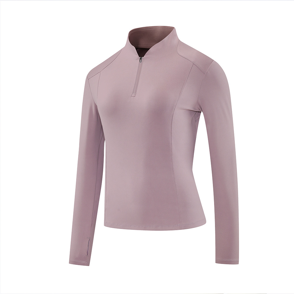 Camisa deportiva al aire libre para mujeres secado rápido ropa de fitness transpirable ropa de yoga para mujeres running casual medio cremallera cuello de manga larga