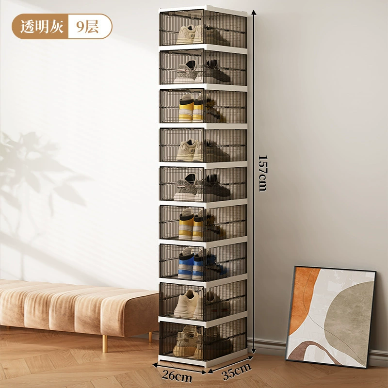 Foldable Shoe Box, Thickened Stackable Storage Container, Transparent Front, Various Layer Options
