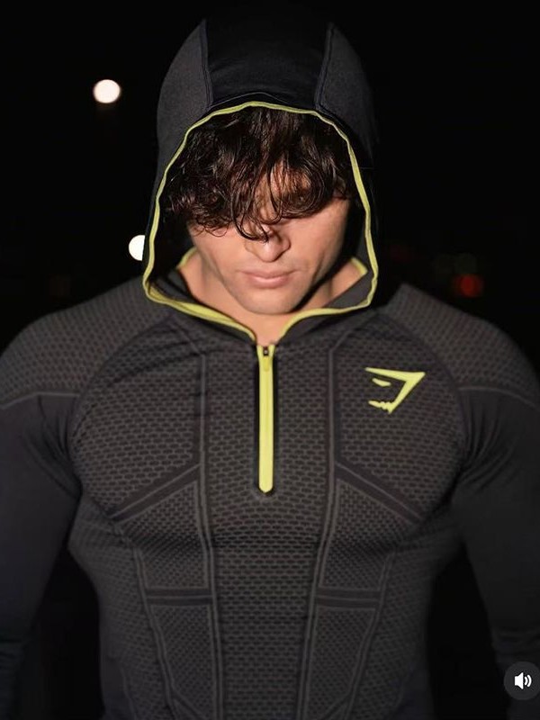 GYM Fitness hombre otoño invierno clásico superhéroe secado rápido elástico hoodie medio cremallera camiseta superior