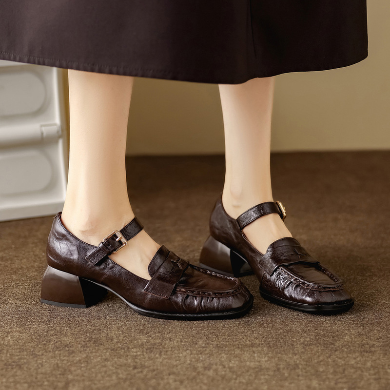 Mary Jane shoes 2026 autumn new women's shoes, square toe, chunky mid-heel, fashion shoes, retro shallow single shoes, low-top shoes Mary Jane shoes 2026 autumn new women's shoes, square toe, chunky mid-heel, fashion shoes, retro shallow single shoes, low-top shoes