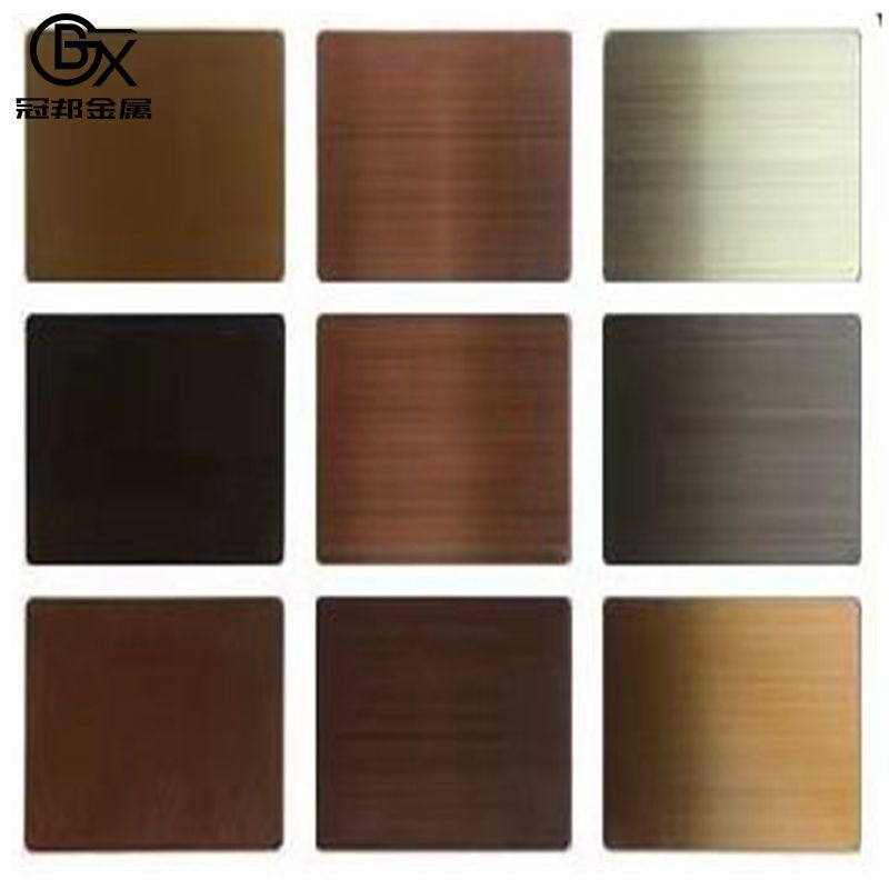 304彩色不锈钢板 香槟金缎纹电镀装饰板 茶色拉丝不锈钢无指纹板