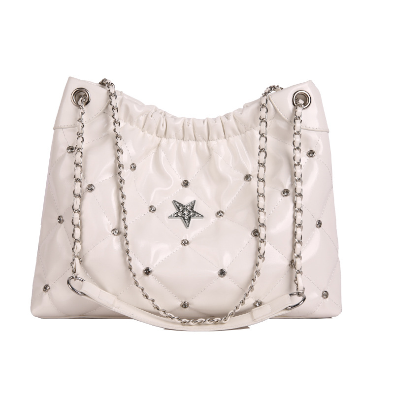 Bolso de hombro Tote de diamantes brillantes de moda para mujer 2025 nuevo bolso de axila de cadena de diamantes de gran capacidad bolso de mensajero casual