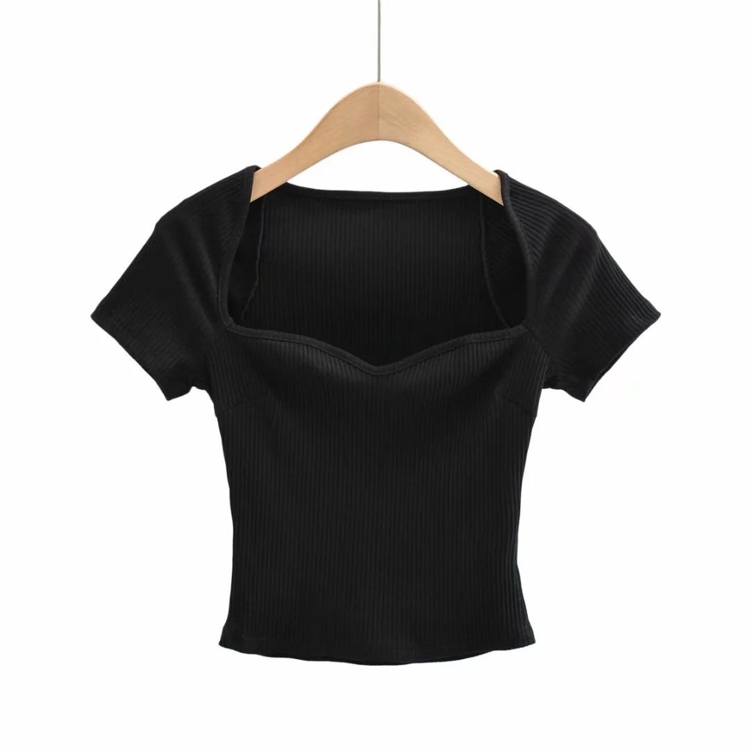 Square neck short-sleeved T-shirt  NSAC51804