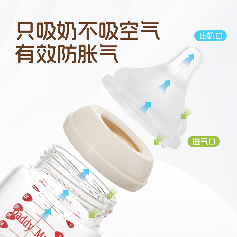 パパとママの新生児専用ガラスボトル、窒息防止乳首、ガラス保存ボトル、ガラスボトル|undefined