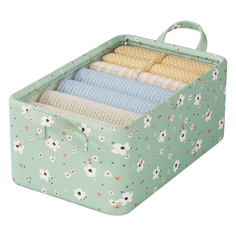 Pequeña caja de almacenamiento de flores canasta de almacenamiento de ropa hogar sala de estar dormitorio caja de almacenamiento ropa pantalones Almacenamiento de tela caja de almacenamiento