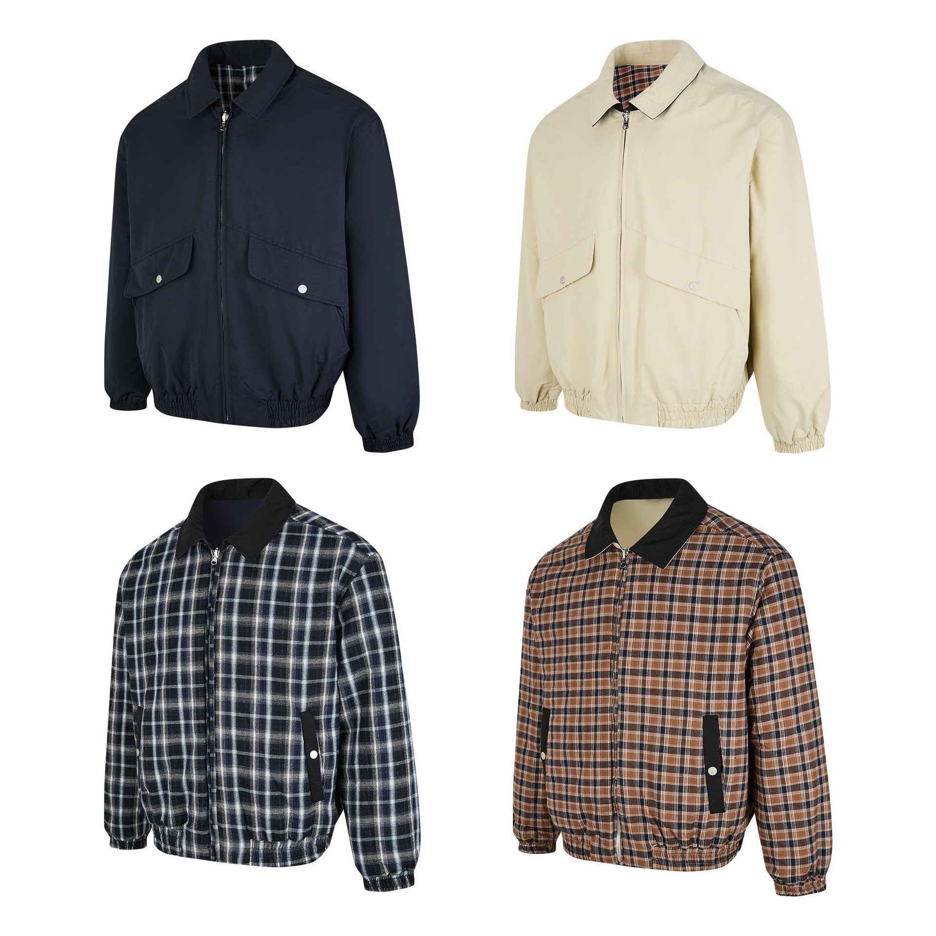 Eme Yishengyi American Retro Reversible Plaid Lined Lapel Old Money Style Autumn and Winter Jacket Tops for Men