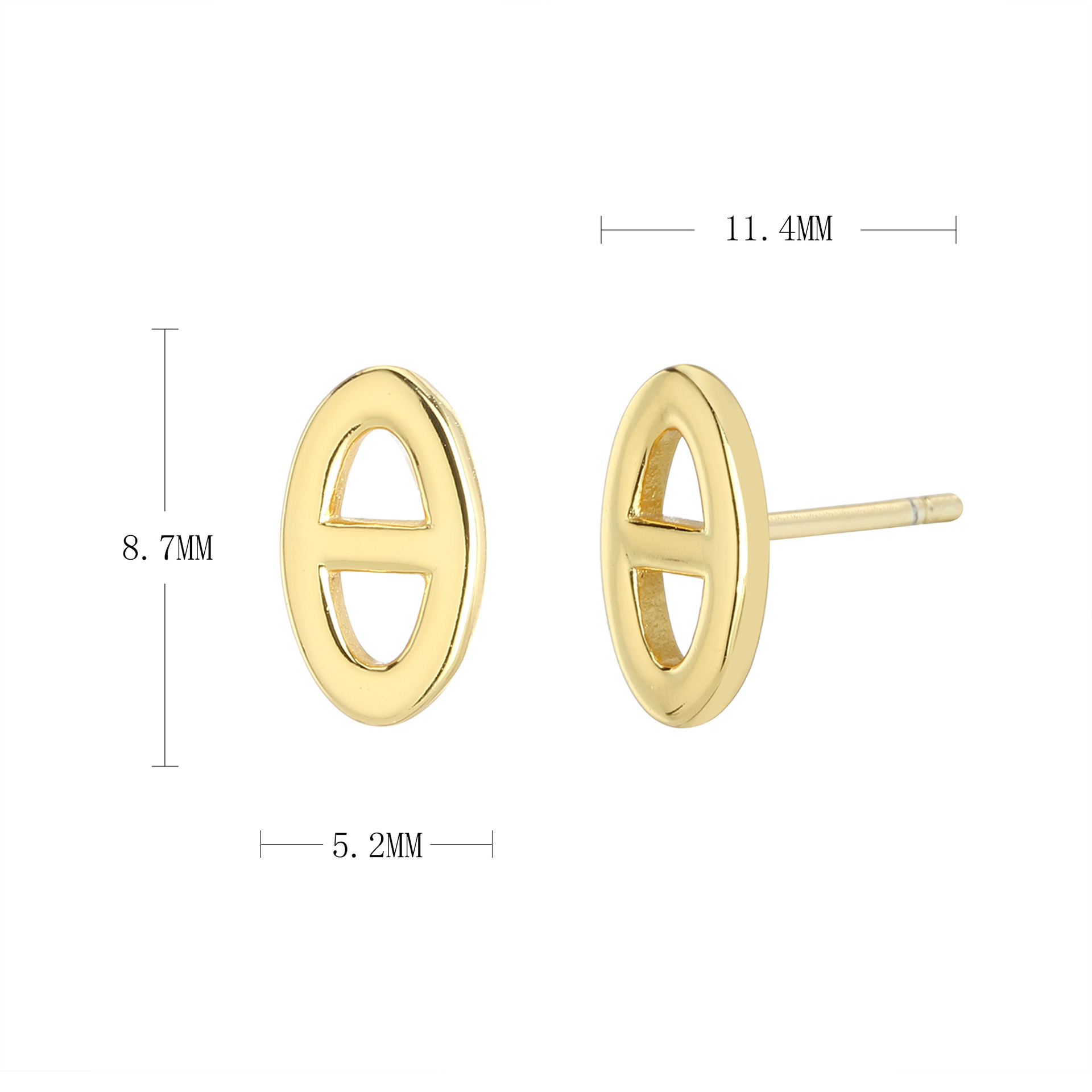 欧美性冷淡风小众简约猪鼻子925纯银耳钉女镂空日字ins风耳环网红详情24