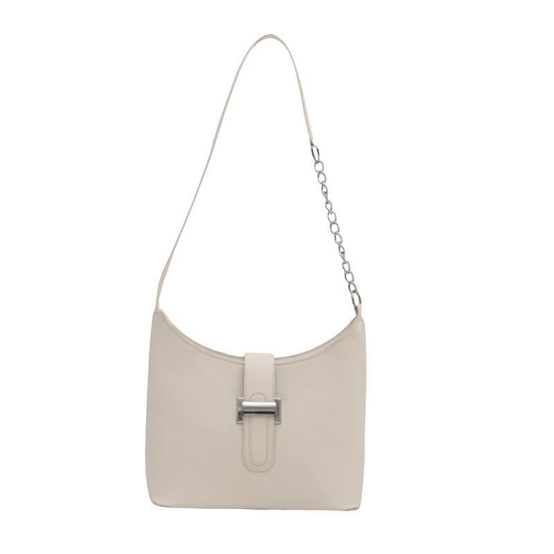 Bolsa de hombro de color sólido extranjero de otoño nicho de moda bolsa de brazo para mujeres 2024 nueva moda temperamento retro bolso de mochila