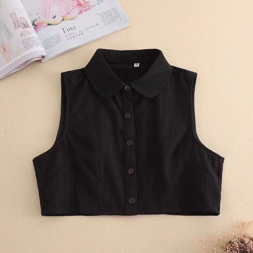 Pleated collar children's autumn and winter solid color individually packaged collar white baby collar t-shirt sweater versatile collarless shirt