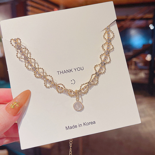 ins hip hop cool style zircon pendant starry sky titanium steel necklace female design sense internet celebrity same style clavicle chain