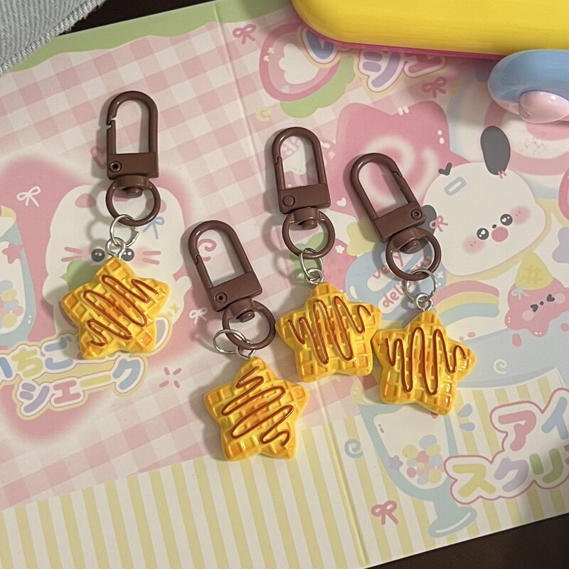 Syrup Star Biscuits Keychain Cute Cartoon Simulation Food Play Bag Pendant Couple Girlfriend Gift Accessories