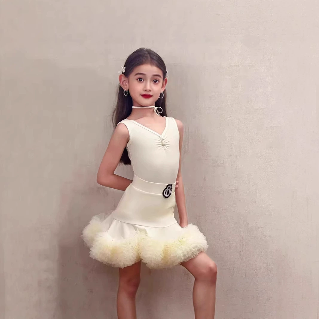 Одежда для латиноамериканских танцев для девочек 2025, новые высококачественные детские тренировочные костюмы, детская одежда для выступлений