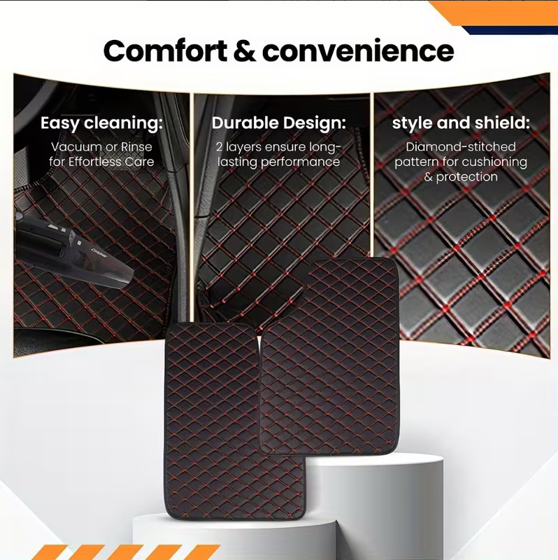 Cross-border Amazon universal car floor mats, waterproof leather version, wholesale and dropshipping from cross-border manufacturers, foreign trade PVC labeling