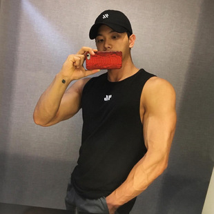American Fitness Sleeveless Breathable Vest Men's Quick-Drying Sports Summer Slim Trendy Basketball 3Dt Shirt Training Clothes