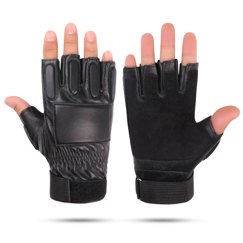Guantes de piel de oveja de medio dedo deportes al aire libre equitación entrenamiento de combate guantes de medio Dedo de piel de oveja guantes de dedo completo hombres y mujeres guantes de cuero