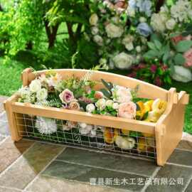 铁艺结合果蔬收纳筐木制家居杂物整理筐厨房桌面手提式储物篮