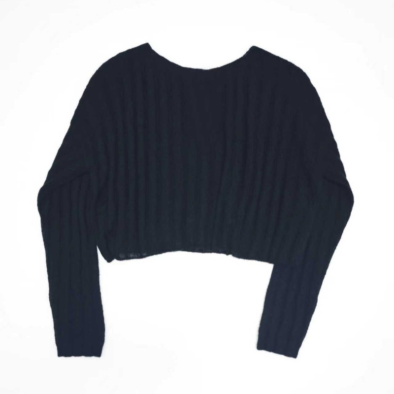 Factory Direct Supply: "Mist-Like" Effect One-Shoulder Loose Cashmere Blend Long-Sleeve Top, Black/Light Camel