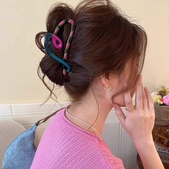 デザイン感衝突色クリップ女2025新型高級感サメクリップ大発量後頭部ヘアクリップ頭飾り