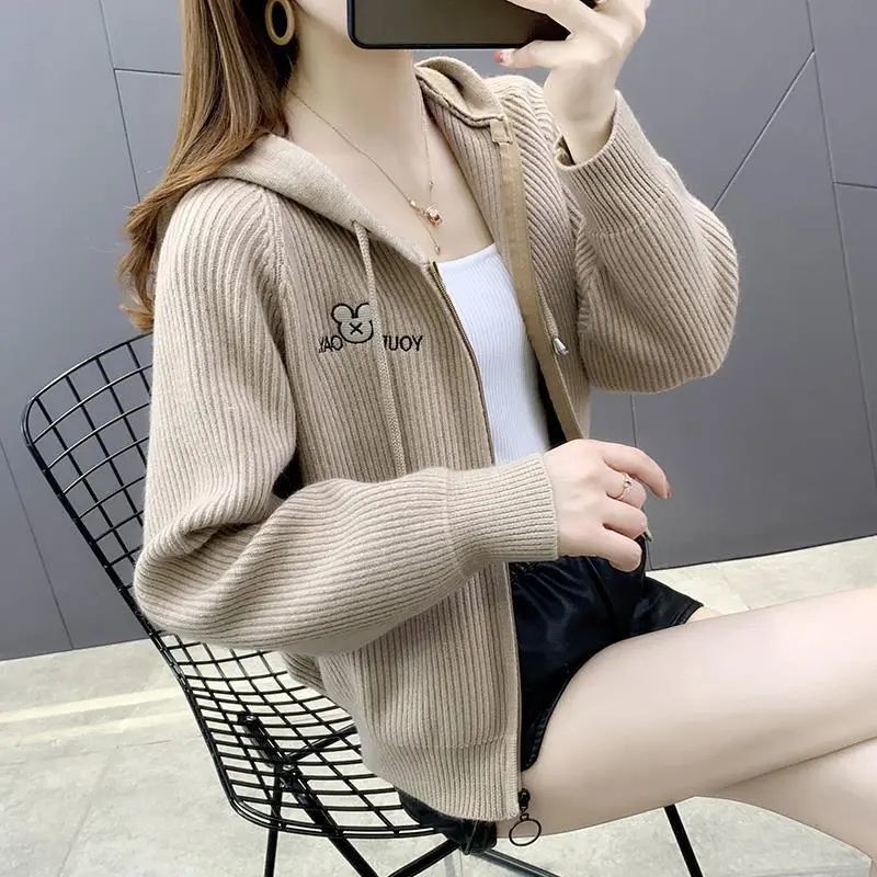 连纯色针织开衫外穿短款女上衣春秋季新款宽松洋气百搭毛衣外套女|undefined