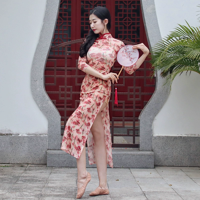 Классическое танцевальное платье Чонсам современная танцевальная одежда антикварная и романтическая 2023 новая одежда для практики танца живота