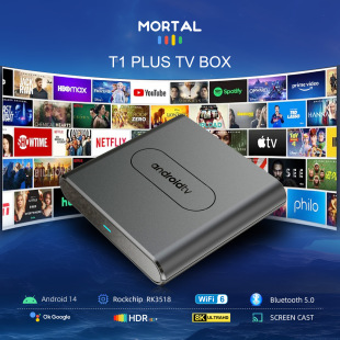Mortal T1Plus Export Tv Set-Top Box Rk3518 Dual-Band Wifi Bluetooth Voice Remote Control Tv Box