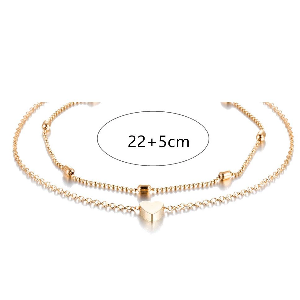 Ankle Bracelet, Boho Japanese–Korean Style, 22+5 cm, Gold or Silver