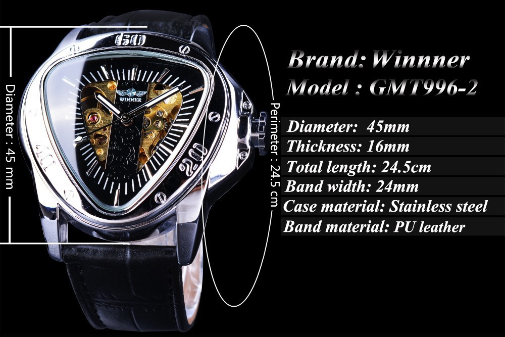 Men's Automatic Mechanical Watch With Triangular Dial And Case_voghion.com