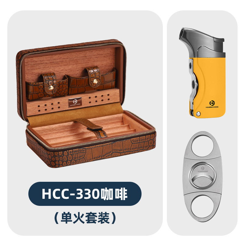 Hannikokシガー皮カバーシダーウッド内張り4本入り旅行服保湿シガー携帯ケース保湿バッグ|undefined