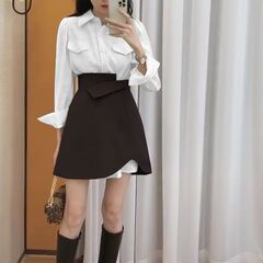 秋季温柔系穿搭女装套装2025新款洋气衬衫半身短裙两件套盐系套装