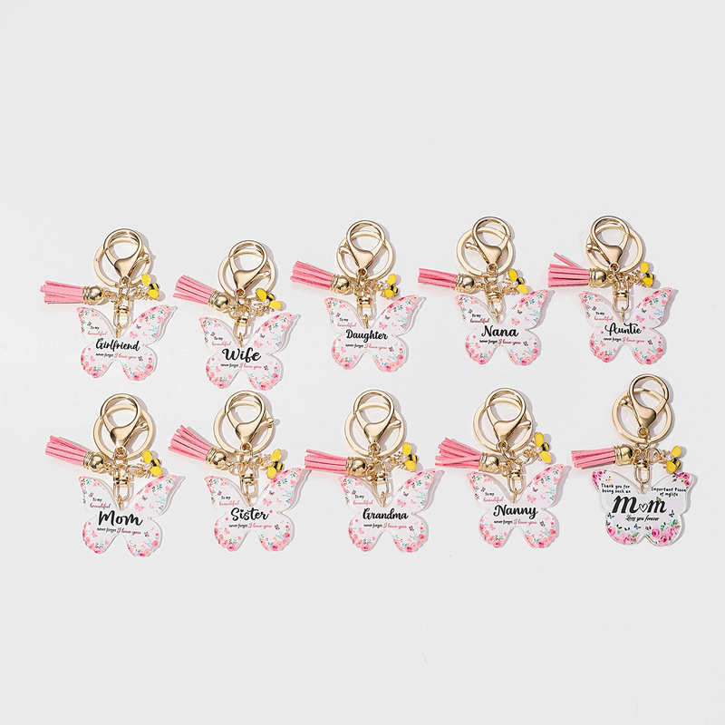 New Arrival Butterfly Shape Acrylic MOM Pendant Key Chain Gift for Mother's Day Valentine's Day Anniversary Wedding New Arrival Butterfly Shape Acrylic MOM Pendant Key Chain Gift for Mother's Day Valentine's Day Anniversary Wedding
