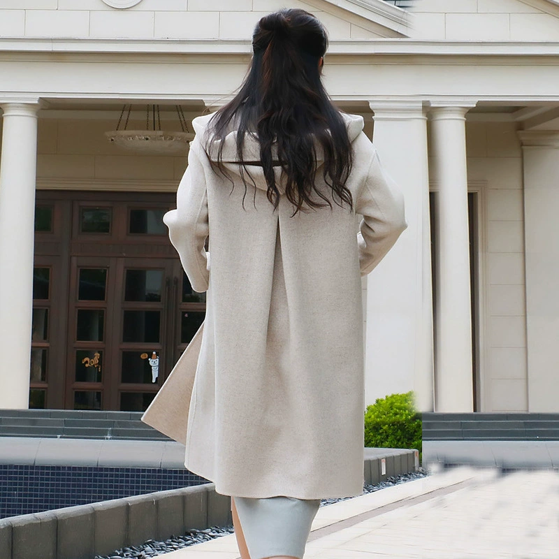 Woolen woolen coat with hood, double-sided jacket, Korean style