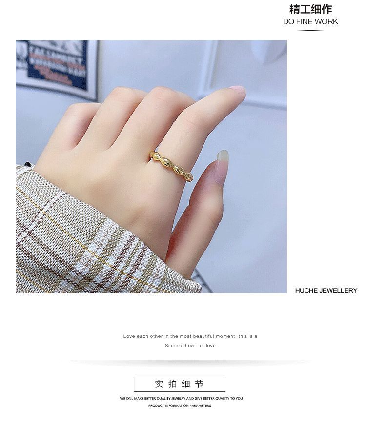 Korean version of the oliveshaped ring design sense geometric open ring wholesalepicture6