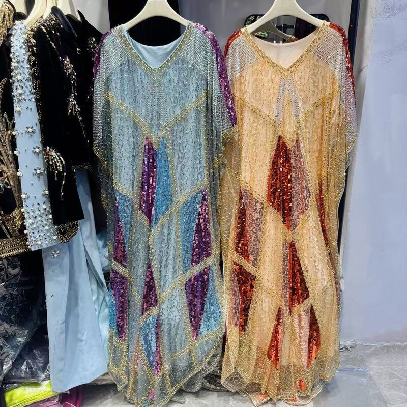 2026 Spring New Style Elegant Export-Grade Heavy Embroidery Party Dress for Women, Graceful Sequin Embroidered Loose Long Dress