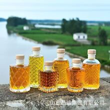 玻璃红酒瓶创意葡萄酒带盖洋酒瓶好看菱形果酒瓶威士忌小酒瓶