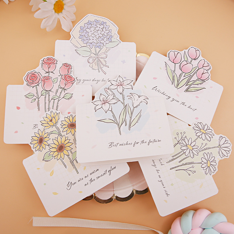 Cross-Border Blessing Gift Message Small Card Simple Bouquet Stereo Ins Valentine's Day Father's Day Mid-Autumn Festival Greeting Card