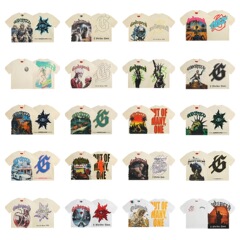 GD ロック ストリート レトロ ルーズ プリント カジュアル コットン 半袖 スカル Tシャツ 男女兼用 カップル向け