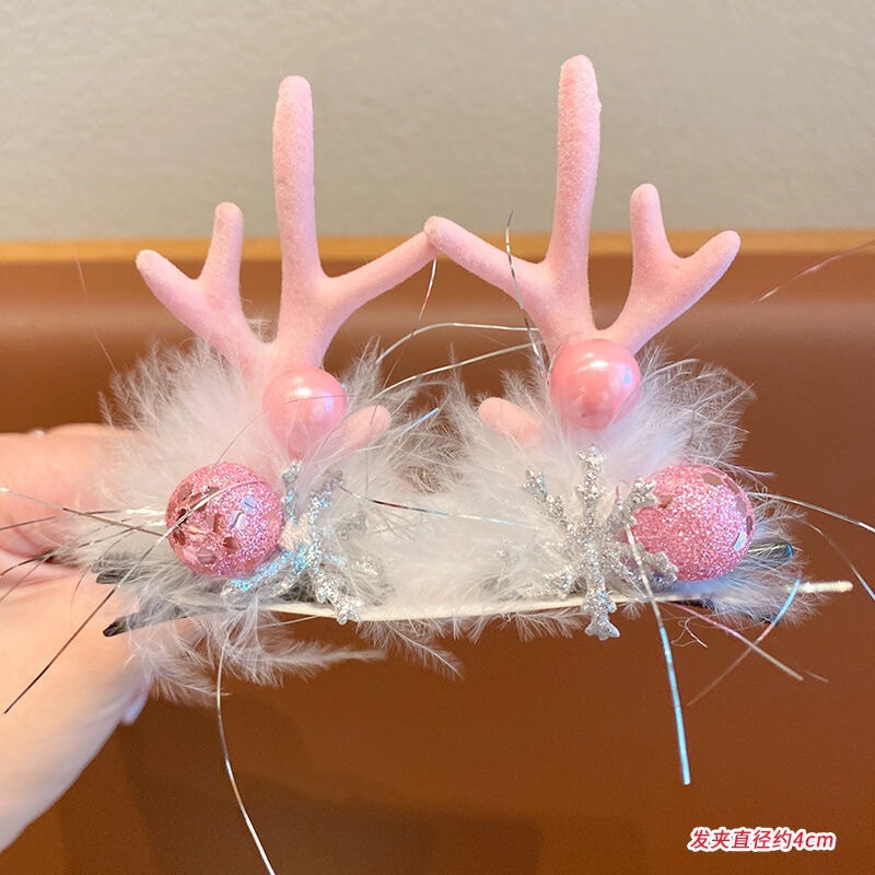 クリスマスヘアピン女の子の頭飾り鹿の角ヘアピン秋と冬のかわいいヘッドバンドヘアアクセサリー女の子クリップクリスマス装飾|undefined
