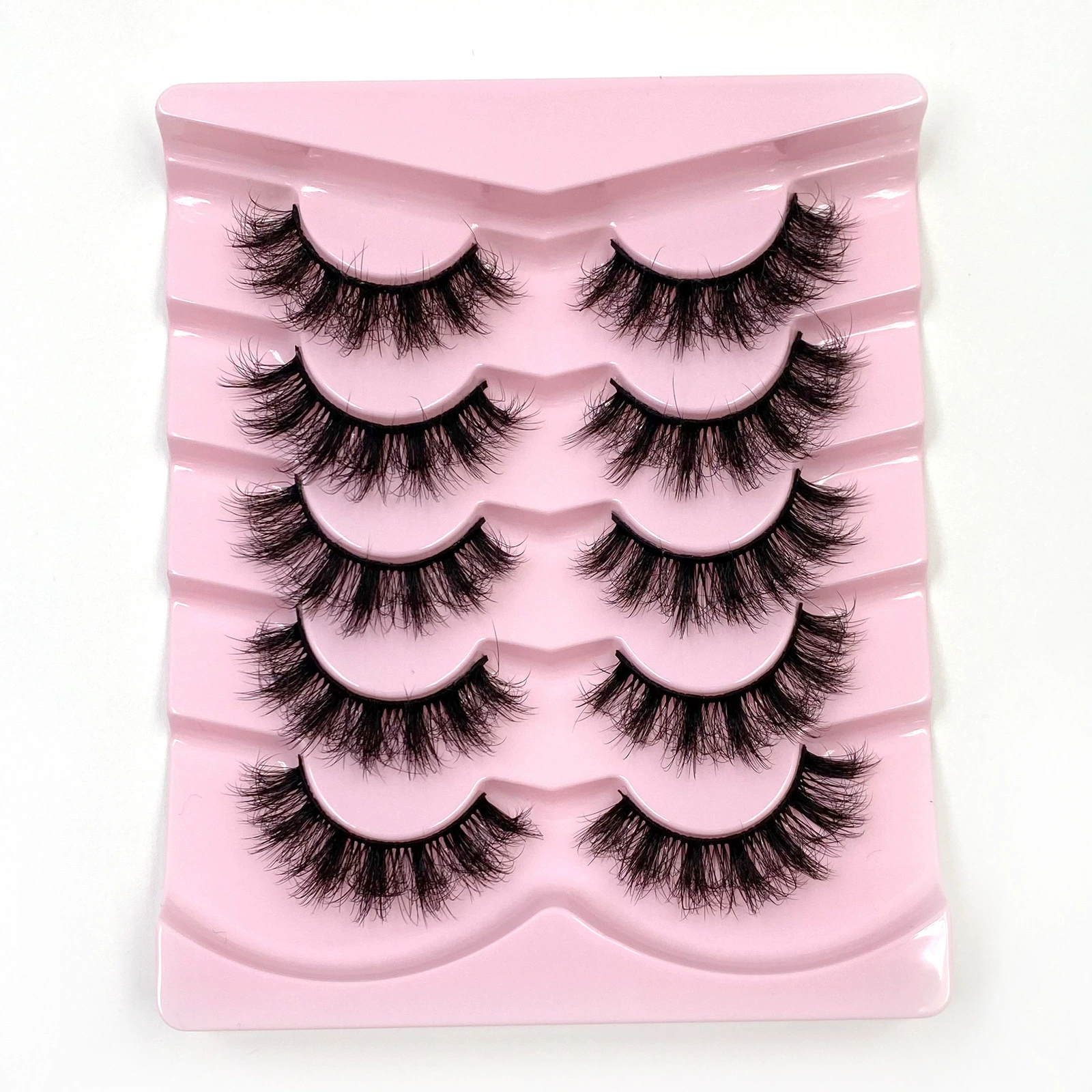 False eyelashes (Shein/Temu/Amazon) D21–D30, thick fluffy messy‑fur styles, multi‑pair trays