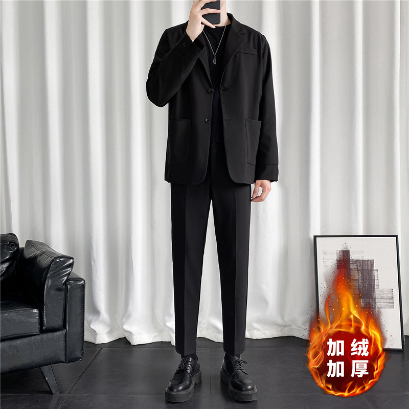 벨벳 K8 세트 티셔츠 추가 벨벳 8096 바지 블랙 [권장]]