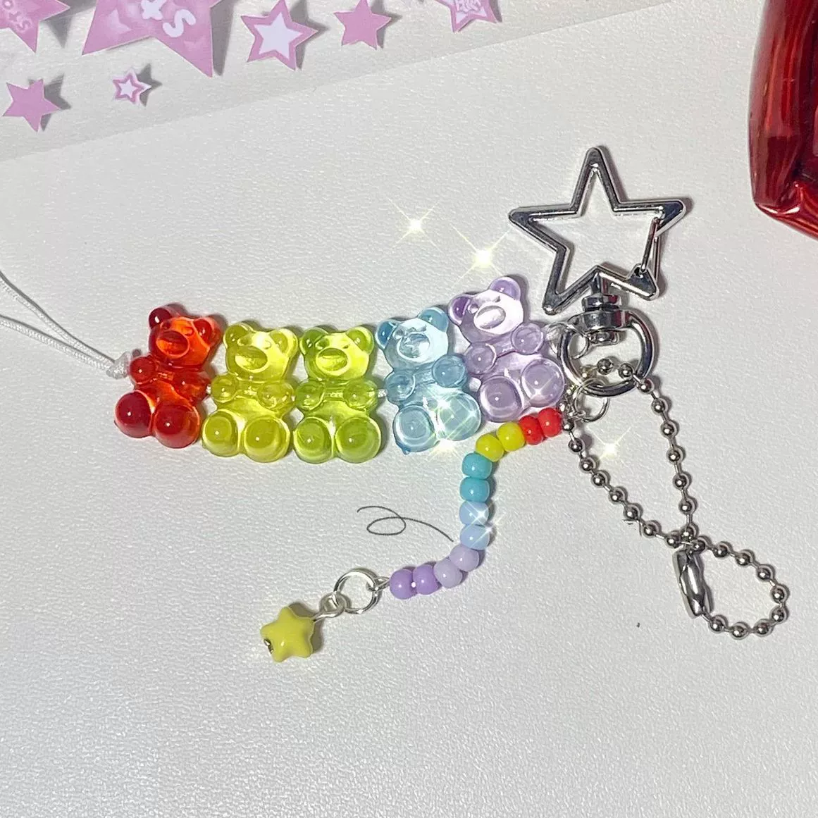 Брелок Rainbow, милый, с медвежатами, простой и элегантный дизайн