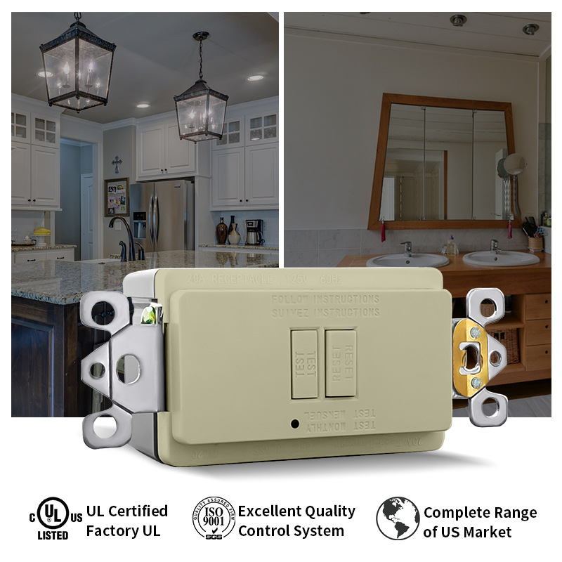 工厂批发价20安培美标GFCI无插孔自动检测GFCI接地故障断路器