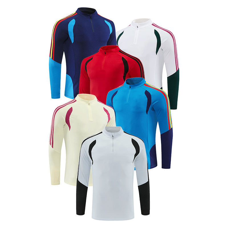 Autumn and winter long-sleeve half-zip football training suit, custom-made fitness running top and pants, team uniform, performance wear Autumn and winter long-sleeve half-zip football training suit, custom-made fitness running top and pants, team uniform, performance wear