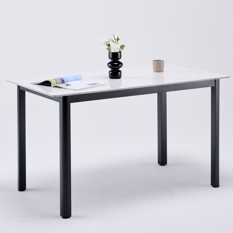 Mesa de comedor moderna minimalista de pizarra, mesa de comedor rectangular para uso doméstico, mesa pequeña con patas en forma de abanico para apartamento minimalista