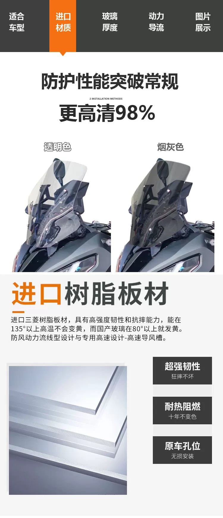 Suitable for Honda X-ADV750 windshield XADV modification, heightened transparent front windscreen rain shield accessories