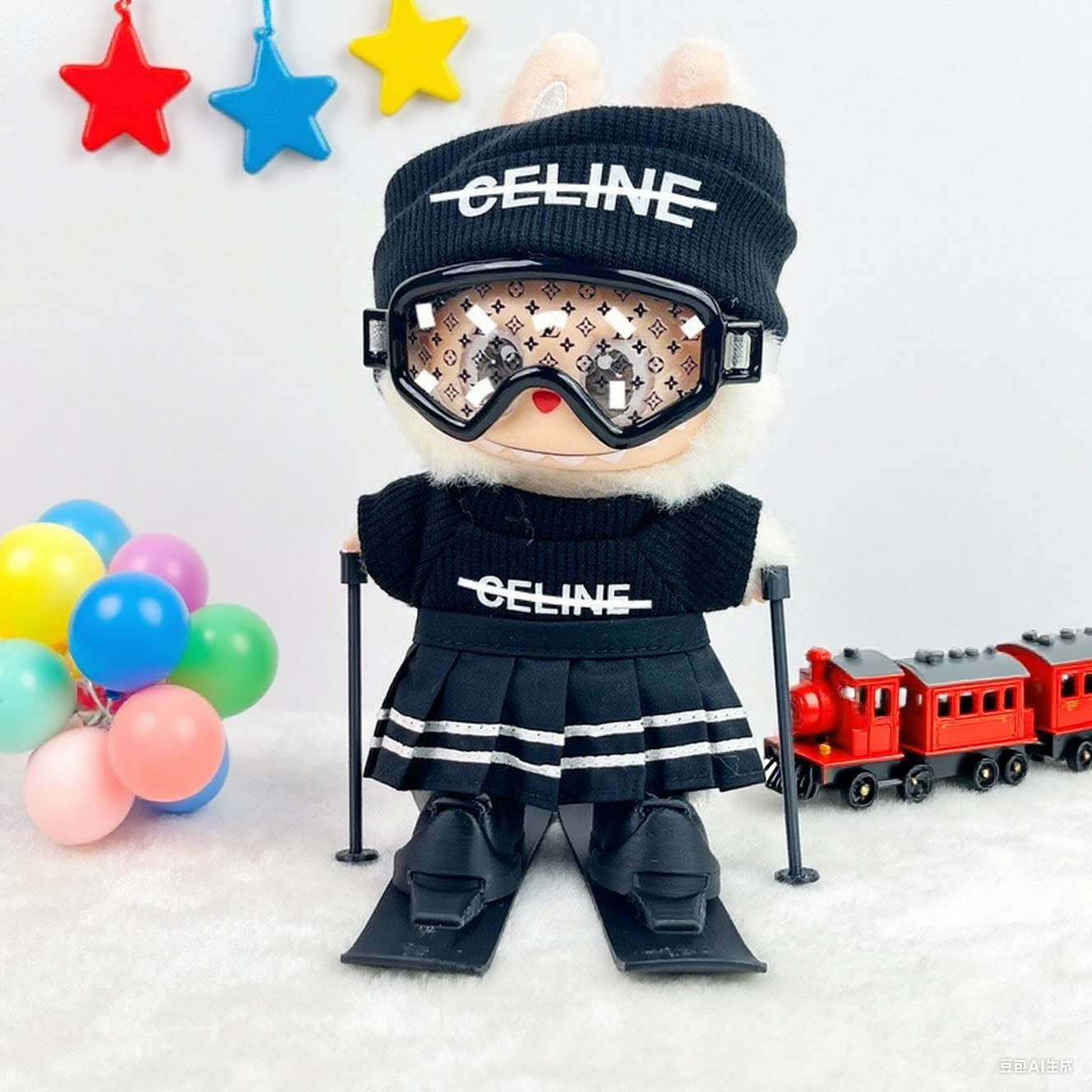 First, Second and Third Generation Dolls Labubu Labubu Doll Clothes White Golden Aristocratic V Suit Big Brand Cool and Handsome Ski Suit